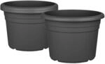 BigDean 3X Blumentopf &Oslash; 40 cm Anthrazit Kunststoff Pflanztopf 40 x 28 cm 