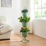 [en.casa] Blumenst&auml;nder Alphen Blumentopfst&auml;nder mit 3 Pflanzt&ouml;pfen