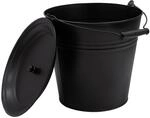 Deko Zinkeimer schwarz mit Holzgriff und Deckel - 12L | Metall Eimer zum...