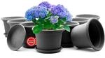 BigDean 8X Blumentopf mit Untersetzer rund &oslash; 30 cm Anthrazt wetterfest 