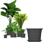 BigDean 5X Blumentopf mit Untersetzer &Oslash; 30 cm Anthrazit 30 x 21 cm Topf 