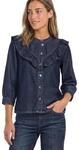 Street One Damen Langarm Denim Bluse mit R&uuml;schen