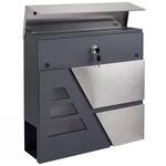 HOMCOM Wandbriefkasten Wetterfest Au&szlig;enwand 37 x 10 x 37 cm Dunkelgrau | Leise