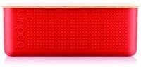 Bodum Bistro 11555-04 Brotdose, gro&szlig;, Deckel aus Bambus, 24 cm x 37 cm x 14 cm, Rot