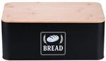 Relaxdays Brotkasten, Bambusdeckel, Metall, HxBxT: 13,5 x 33 x 19 cm, Retro