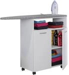 VCM Kommode Wei&szlig; 112x37x86 cm 2 T&uuml;ren 3 F&auml;cher B&uuml;gelbrett Holzwerkstoff |...