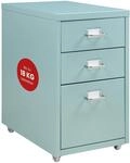 [en.casa] Rollcontainer K&ouml;kar Schubladenschrank Metall Aktenschrank mit 3...