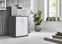 BMG M&ouml;bel Druckerschrank B&uuml;rokommode 74 cm hoch mit 2 T&uuml;ren, 3 Einlegeb&ouml;den,