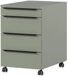 b&uuml;m&ouml; Space Rollcontainer mit Schubladen, Container aus Holz in Taupe gr&uuml;n -