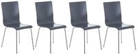 CLP 4er-Set Wartezimmerstuhl Pepe mit ergonomisch geformten Holzsitz und