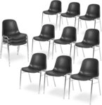 BRB 12 Kunststoffschalenst&uuml;hle, schwarz, verchromtes Untergestell, BxTxH...