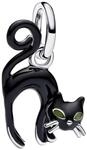 PANDORA Schwarze Katze Charm-Anh&auml;nger aus Sterling-Silber mit Emaille,...