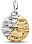 PANDORA ME Two Tone Zodiac Aquarius Medallion Charm-Eine Gr&ouml;&szlig;e