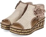 Rieker 68180-60 Damen Keilsandaletten Textil & Synthetik in beige - Gr. 36