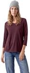 Damen 3/4-Arm Shirt in Unifarbe mit V-Neck
