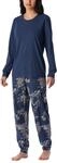 Schiesser Damen Schlafanzug lang mit B&uuml;ndchen Baumwolle - Nightwear