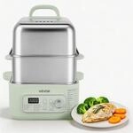 VEVOR Elektrischer Dampfgarer 13 L mit 2 Garebenen aus Edelstahl | 1500 W, Gr&uuml;n,
