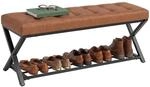 HOMCOM 112 cm Schuhbank mit Sitzfl&auml;che, Stauraum, Kunstleder, Braun | Gepolstertes