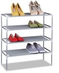 Relaxdays Stoff Schuhregal Stecksystem, 4 Ebenen, f&uuml;r 12 Paar Schuhe, grau 