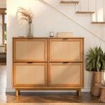 IDIMEX Schuhkipper CEFIRA mit 4 Klappen, aus Massivholz - Eiche Finish | 116 x...
