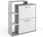 Vicco Schuhkipper Orlando, Wei&szlig;/Beton, 24.5 x 90 cm | mit zwei Klappregalen zur