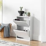 [en.casa] Schuhschrank Sokndal Schuhkipper mit 2 Klappen Metall Schuhkommode...