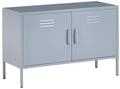Sideboard mit 2 T&uuml;ren 2 Griffen Stahl grau herausnehmbarer Regalboden Uria