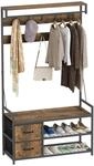 HOMCOM Garderobenst&auml;nder Mit 10 Verstellbaren Haken 180 cm Rustikal Braun 