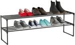 Relaxdays Schuhregal, 2 Ebenen, Stecksystem, HBT: 38x117x30 cm, schwarz | Metall
