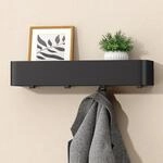 doporro Wandgarderobe mit Ablage, Garderobenleiste schwarz 40 cm, 4 Haken 