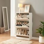 [en.casa] Schuhschrank Sykkylven Schuhkipper mit 3 Klappen Schuhkommode f&uuml;r 12...