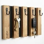 FLEXISTYLE Lamellen Schl&uuml;sselbrett Garderobenleiste Holz, Eiche, Hakenleiste,