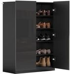 HOMCOM Schuhschrank mit Verstellbare Ablagen 72x34x103cm Schwarz | Schuhregal,