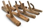 DESIGN DELIGHTS 9ER Set GARDEROBENHAKEN Limb | Teakholz Wurzel, ca. 17x10x2,5 cm