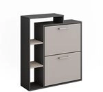 Vicco Schuhkipper Orlando, Anthrazit/Greige, 80 x 90 cm | mit zwei Klappregalen...