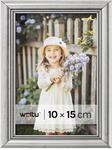 WOLTU Bilderrahmen 10x15, Silber, Massivholz Fotorahmen mit Passepartout |...