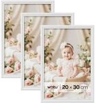 WOLTU Bilderrahmen 20x30, 3er set, Massivholz Fotorahmen mit Passepartout |...