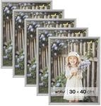 WOLTU Bilderrahmen 30x40, 3er set, Massivholz Fotorahmen mit Passepartout |...