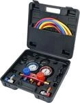 Yato Profi Klimaanlagen Druckuhr-Armatursatz 6 TLG, 2-Wege Manometer f&uuml;r R134a,