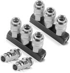 STAHLWERK 3-fach Druckluft-Verteiler 2er Set, Pneumatik-Verteiler bis 35bar | 3