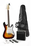 J & D ST Rock Guitar Einsteiger Set mit Sunburst ST-Stil E-Gitarre, Verst&auml;rker,
