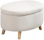 HOMCOM Sitzbank mit Stauraum Oval Polsterbank 71 x 51,5 x 42 cm Beige | Mit...