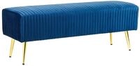 Bank Sitzhocker aus Samtstoff in Marineblau elegantes Design Paterson
