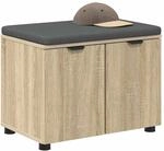 vidaXL Flurbank mit Kissen mit Regal Sonoma-Eiche 60 x 38 x 46 cm | MODERNES...
