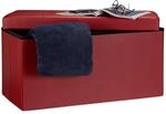 Relaxdays Faltbare Sitzbank 38 x 76 x 38 cm HxBxT, dunkelrot | 2-Sitzer m. Stauraum,