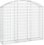 vidaXL Gabione mit Hochbogen 150x30x120/140 cm Verzinktes Eisen