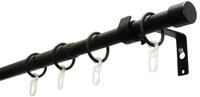 Gardinia Gardinenstangen-Set Cap, 1-Lauf, &Oslash; 19/16 mm, Schwarz-Matt | Vorhangstange,