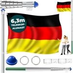 KESSER&reg; Teleskop Fahnenmast Aluminium 6,30m Bodenh&uuml;lse 60cm inkl...