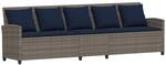 vidaXL Gartensofa 5-Sitzer mit Kissen Grau Poly Rattan