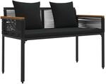 vidaXL Bank Outdoor 2 -Seater 117 x 54 x 74,5 cm Poly-Rattan Schwarz
